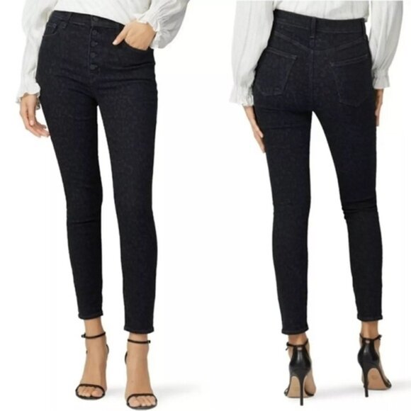 NWT J BRAND Lillie Black Leopard Button Fly Print High Rise Crop‎ Skinny Jeans - Picture 5 of 15